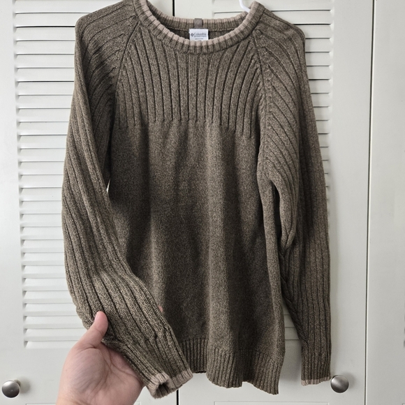 Columbia Men's Brown Ribbed Knit Long Sleeve Crew Neck Sweater Size M - Picture 2 of 6